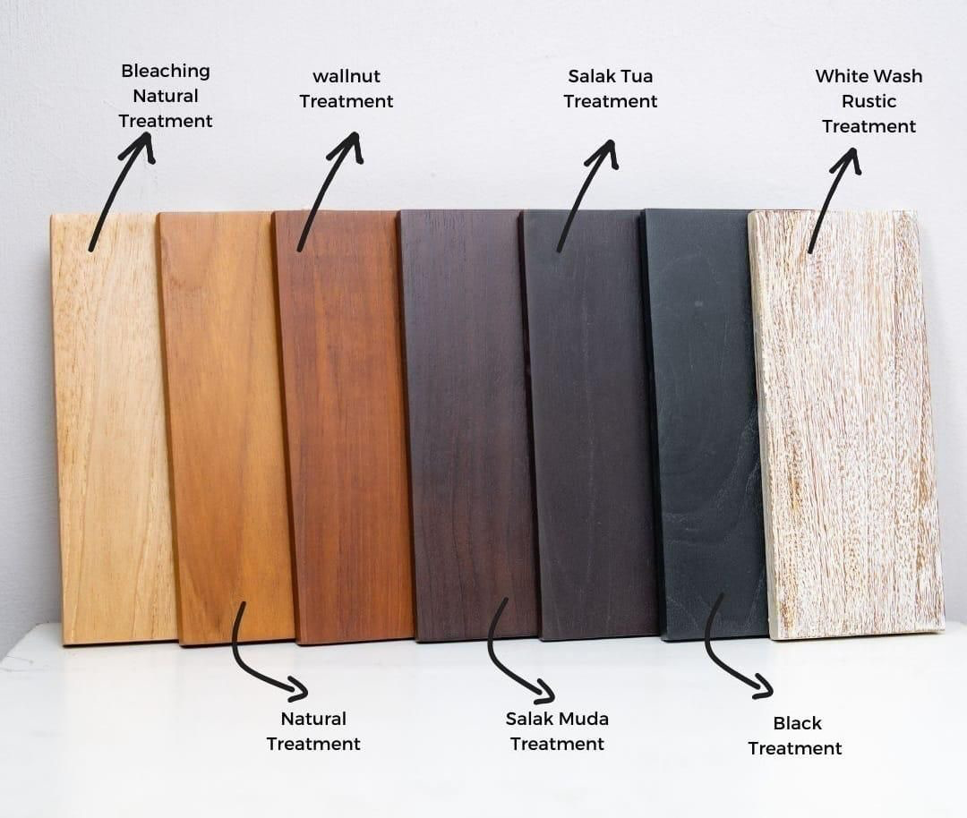 Original Terra Furniture reference showing seven wood finishes